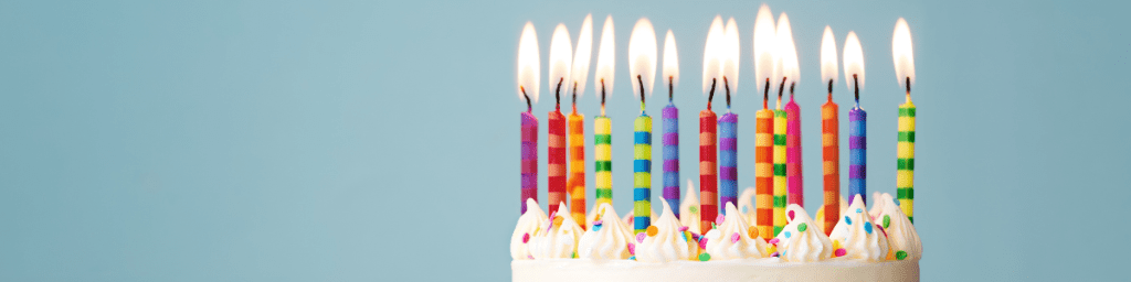 Birthday candles on a birthday cake