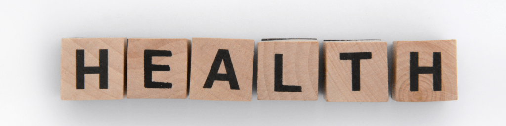 The word HEALTH in letter blocks.