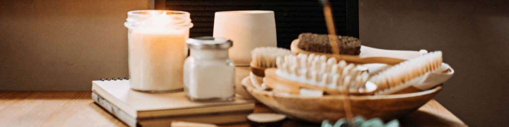 Self Care, Candle, Bath Salts, Loofah Sponges, Bamboo