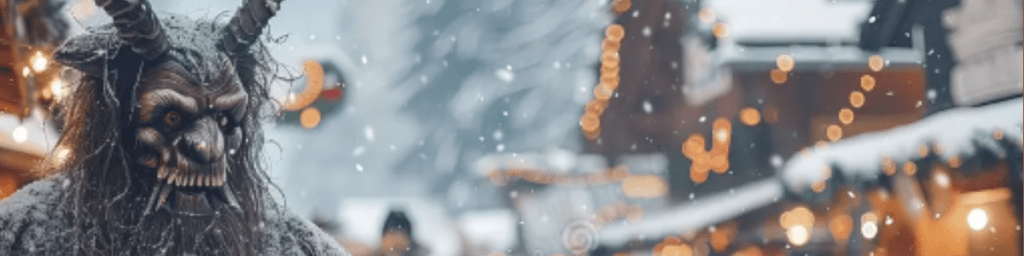 Image of Krampus in small village
