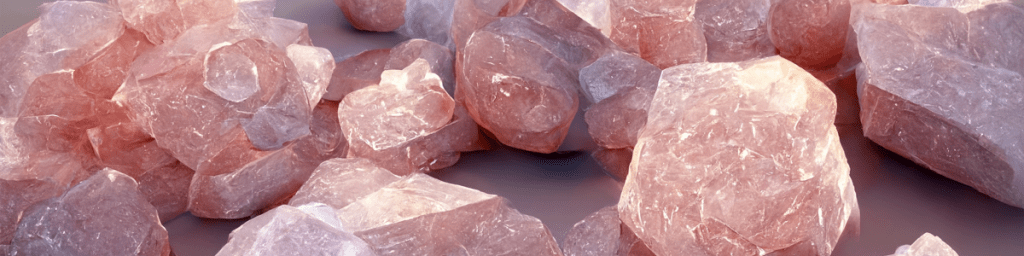 Raw Rose Quartz crystal chunks. Pink Crystals. www.healinglight.blog